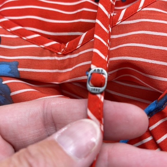 Abercrombie & Fitch Red White and Blue Striped Floral T-Back Peplum Top - Picture 5 of 7